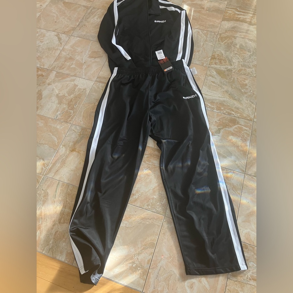 AND1 Black Pants with White Stripes